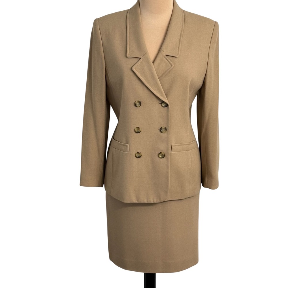 Kasper ASL Women's Vintage Double-Breasted Skirt Suit
